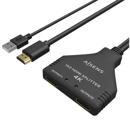 Aisens Duplicador HDMI 1x2 4K@30Hz con Alimentación USB, Negro